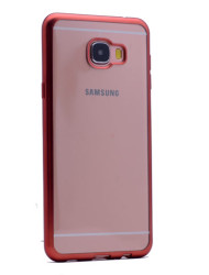 Galaxy C5 Kılıf Zore Lazer Kaplama Silikon Kırmızı