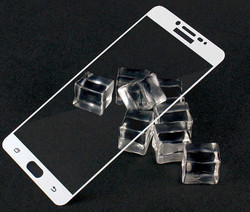 Galaxy C5 Pro Zore Ekranı Tam Kaplayan Düz Cam Koruyucu Beyaz