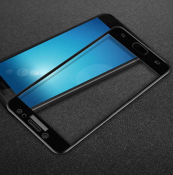 Galaxy C8 Zore Ekranı Tam Kaplayan Düz Cam Koruyucu Siyah