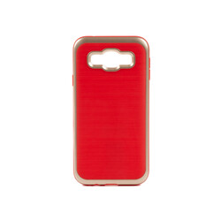 Galaxy E5 Kılıf Zore İnfinity Motomo Kapak Gold-Kırmızı