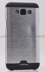 Galaxy E5 Kılıf Zore Metal Motomo Kapak Gri