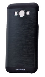 Galaxy E7 Kılıf Zore Metal Motomo Kapak Siyah