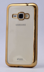 Galaxy J1 2016 Kılıf Zore Lazer Kaplama Silikon Gold