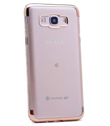 Galaxy J1 Mini Prime Kılıf Zore Kenarı Tek Sıra Taşlı Silikon Gold