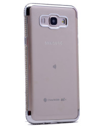 Galaxy J1 Mini Prime Kılıf Zore Kenarı Tek Sıra Taşlı Silikon Gri
