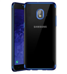 Galaxy J4 Kılıf Zore Dört Köşeli Lazer Silikon Kapak Mavi