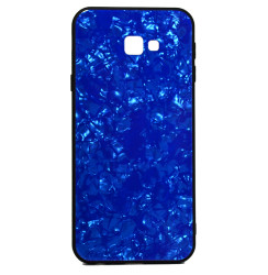 Galaxy J4 Plus Kılıf Zore Marbel Cam Silikon Mavi