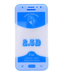 Galaxy J5 Prime Zore Az Eğimli Full Yapışkanlı Cam Beyaz