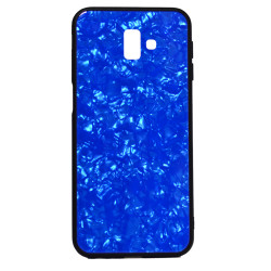 Galaxy J6 Plus Kılıf Zore Marbel Cam Silikon Mavi