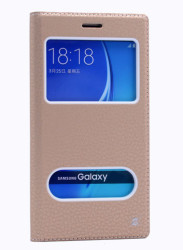 Galaxy J7 2016 Kılıf Zore Dolce Kapaklı Kılıf Gold