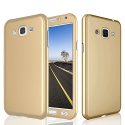 Galaxy J7 Core Kılıf Zore 360 3 Parçalı Rubber Kapak Gold