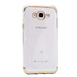 Galaxy J7 Core Kılıf Zore Dört Köşeli Lazer Silikon Kapak Gold