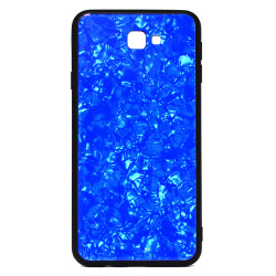 Galaxy J7 Prime Kılıf Zore Marbel Cam Silikon Mavi
