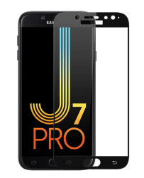 Galaxy J730 Pro Zore Kenarları Kırılmaya Dayanıklı Cam Ekran Koruyucu Siyah