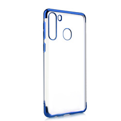 Galaxy M11 Case Zore Dört Köşeli Lazer Silicon Cover Blue