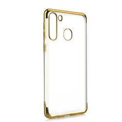 Galaxy M11 Case Zore Dört Köşeli Lazer Silicon Cover Gold