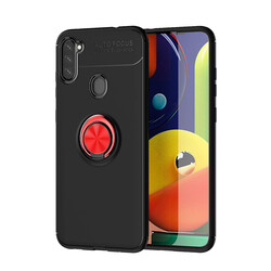 Galaxy M11 Case Zore Ravel Silicon Cover Black-Red