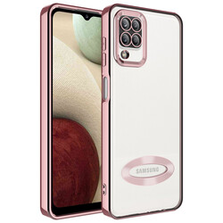 Galaxy M12 Case Camera Protected Zore Omega Cover With Logo Rose Gold