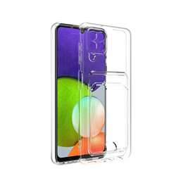 Galaxy M12 Case Card Holder Transparent Zore Setra Clear Silicone Cover Colorless