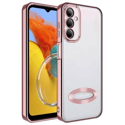 Galaxy M14 Case Camera Protected Zore Omega Cover Showing Logo Rose Gold