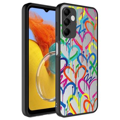 Galaxy M14 Case Mirror Patterned Camera Protected Glossy Zore Mirror Cover Kalp