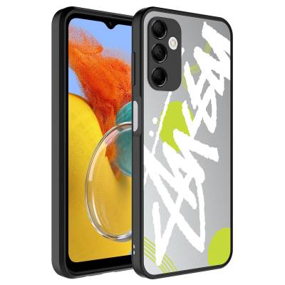 Galaxy M14 Case Mirror Patterned Camera Protected Glossy Zore Mirror Cover Yazı