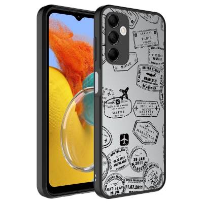 Galaxy M14 Case Mirror Patterned Camera Protected Glossy Zore Mirror Cover Seyahat