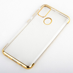 Galaxy M21 Case Zore Dört Köşeli Lazer Silicon Cover Gold