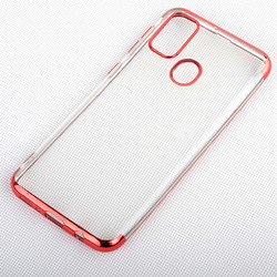 Galaxy M21 Case Zore Dört Köşeli Lazer Silicon Cover Red