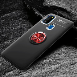 Galaxy M21 Case Zore Ravel Silicon Cover Black-Red