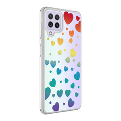 Galaxy M22 Case Zore M-Blue Patterned Cover Heart No3