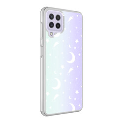 Galaxy M22 Case Zore M-Blue Patterned Cover Moon No4