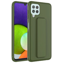 Galaxy M22 Case Zore Qstand Cover Dark Green