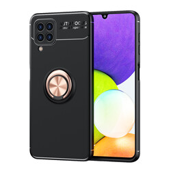 Galaxy M22 Case Zore Ravel Silicon Cover Black-Rose Gold