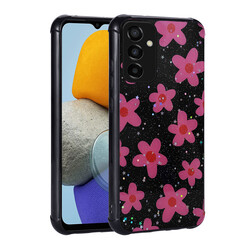Galaxy M23 Case Glittery Patterned Camera Protected Shiny Zore Popy Cover Çiçek