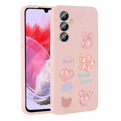 Galaxy M34 5G Case Relief Figured Shiny Zore Toys Silicone Cover Pink