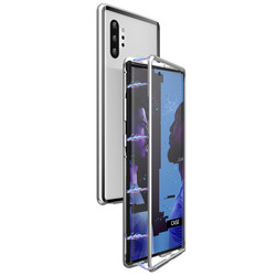 Galaxy Note 10 Plus Case Zore Devrim Magnetic Glass Cover Grey