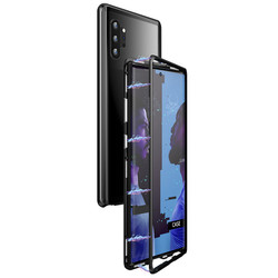 Galaxy Note 10 Plus Kılıf Zore Devrim Mıknatıslı Cam Kapak Siyah