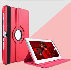 Galaxy Note 10.1 N8000 Zore Dönebilen Standlı Kılıf Kırmızı