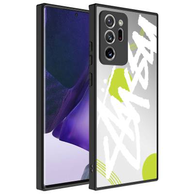 Galaxy Note 20 Ultra Case Mirror Patterned Camera Protected Glossy Zore Mirror Cover Yazı