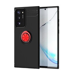 Galaxy Note 20 Ultra Kılıf Zore Ravel Silikon Kapak Siyah-Kırmızı