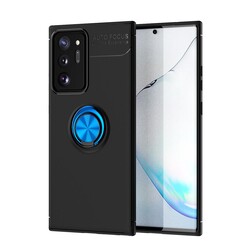 Galaxy Note 20 Ultra Kılıf Zore Ravel Silikon Kapak Siyah-Mavi
