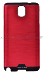 Galaxy Note 3 Kılıf Zore Metal Motomo Kapak Kırmızı