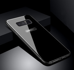 Galaxy Note 8 Kılıf Zore Düz Renkli Ebruli Cam Kapak Siyah