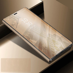 Galaxy Note 9 Kılıf Zore Clear View Flip Cover Gold