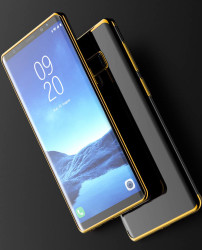Galaxy Note 9 Kılıf Zore Dört Köşeli Lazer Silikon Kapak Gold