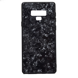 Galaxy Note 9 Kılıf Zore Marbel Cam Silikon Siyah