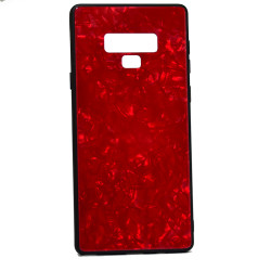 Galaxy Note 9 Kılıf Zore Marbel Cam Silikon Kırmızı