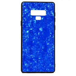 Galaxy Note 9 Kılıf Zore Marbel Cam Silikon Mavi