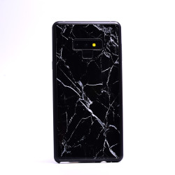 Galaxy Note 9 Kılıf Zore Mermerli Devrim Cam Kapak Siyah